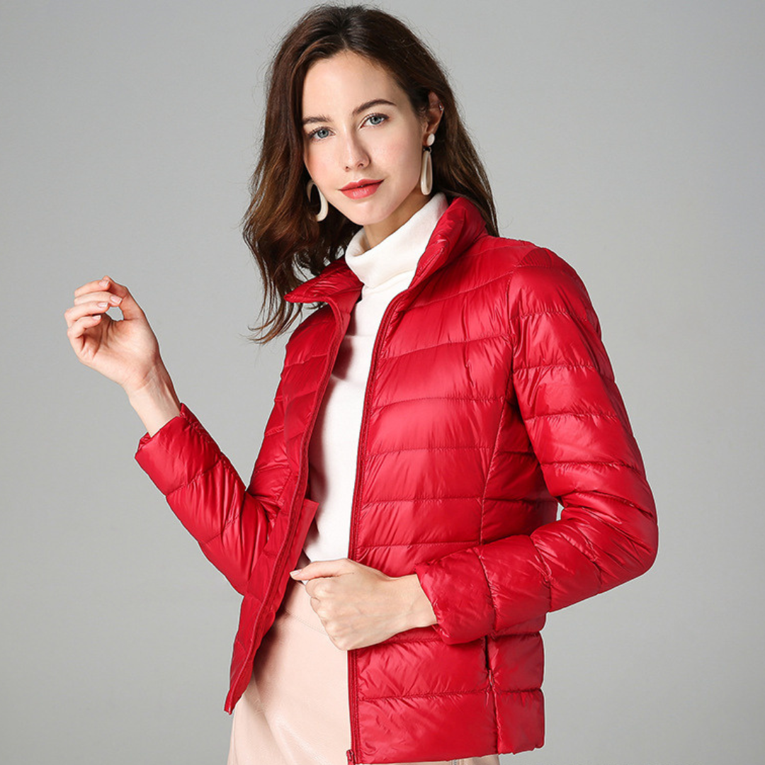 Rhoselle - Ultralight Down Jacket with Sophisticated Pleats