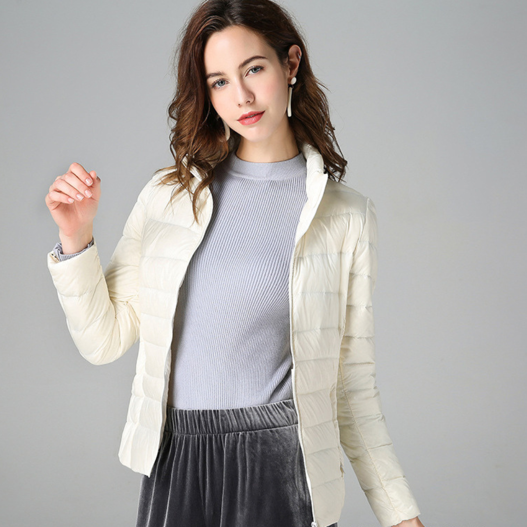 Rhoselle - Ultralight Down Jacket with Sophisticated Pleats