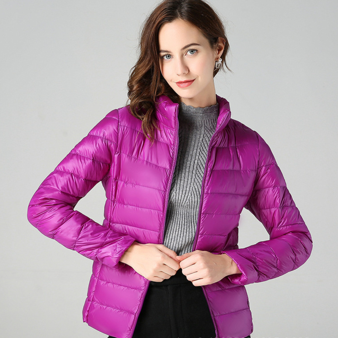 Rhoselle - Ultralight Down Jacket with Sophisticated Pleats