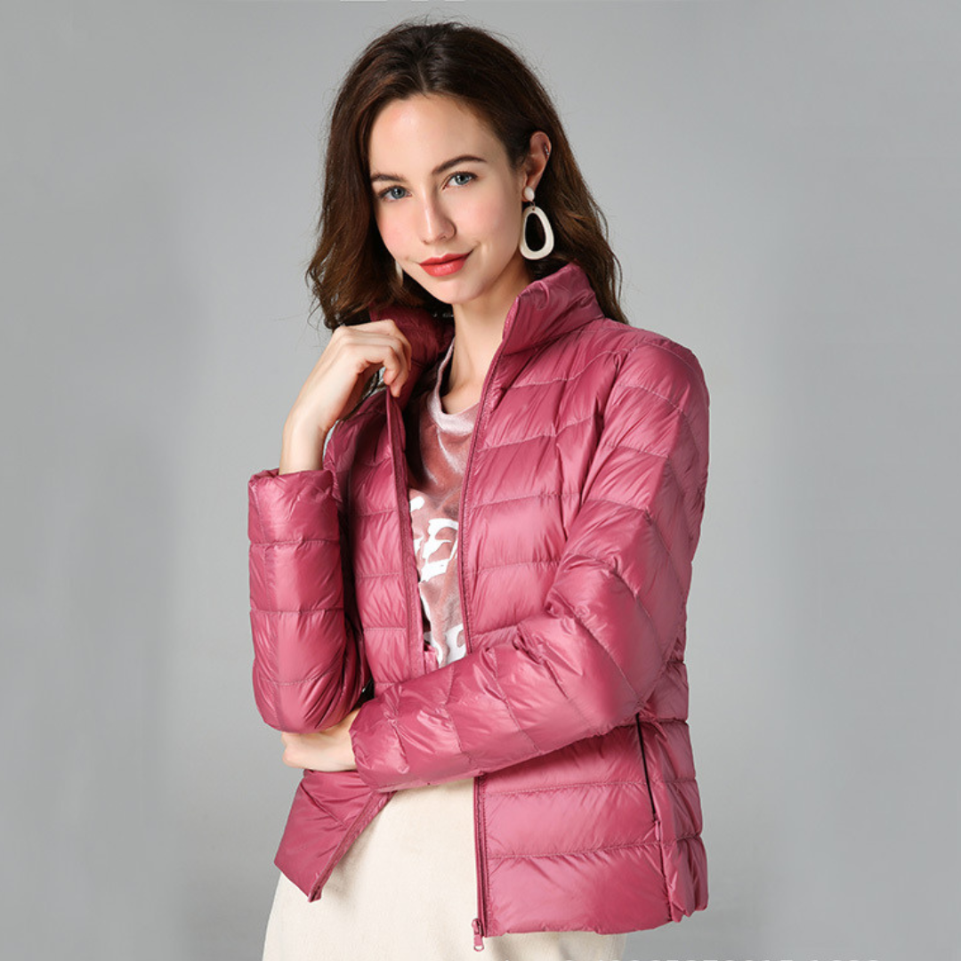 Rhoselle - Ultralight Down Jacket with Sophisticated Pleats