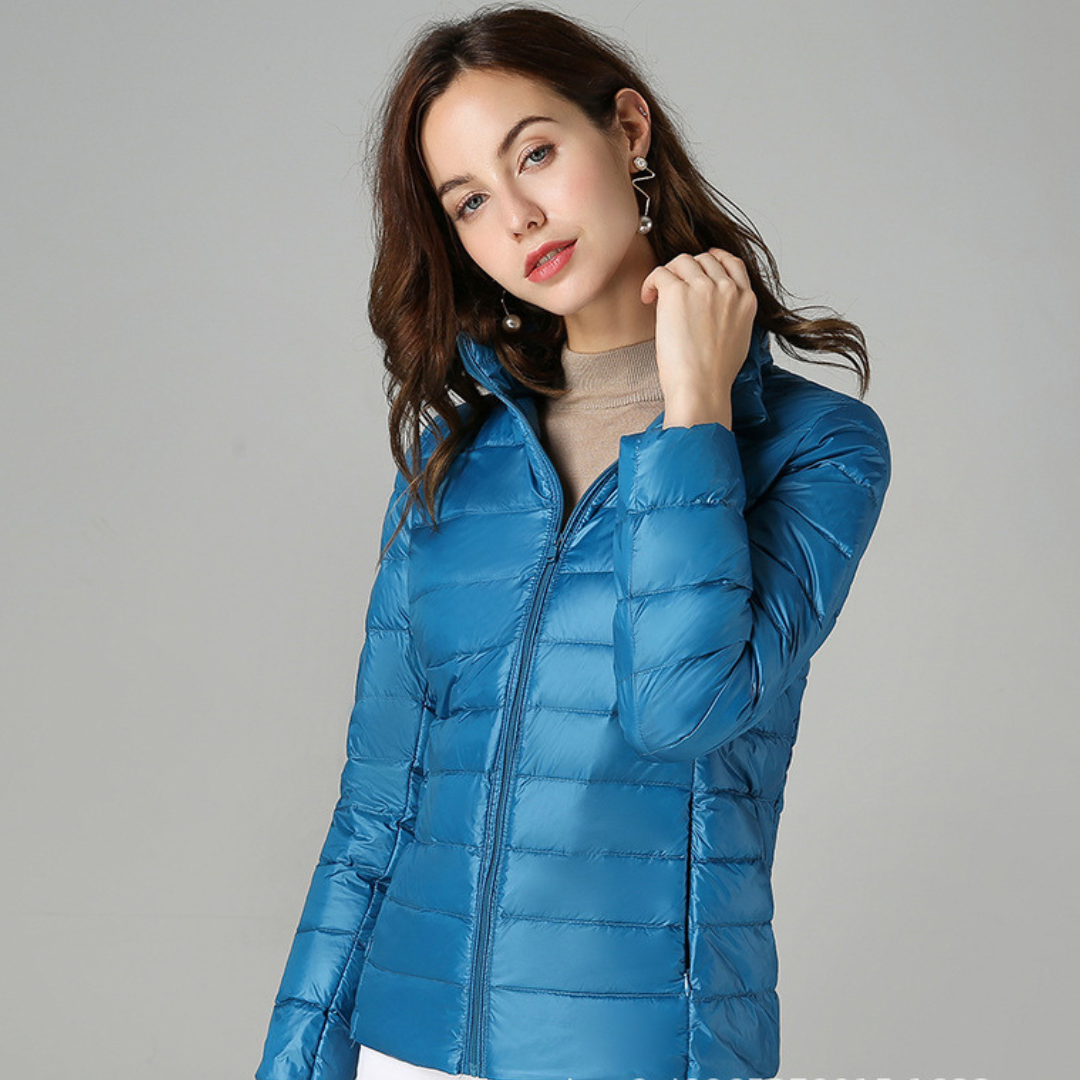 Rhoselle - Ultralight Down Jacket with Sophisticated Pleats