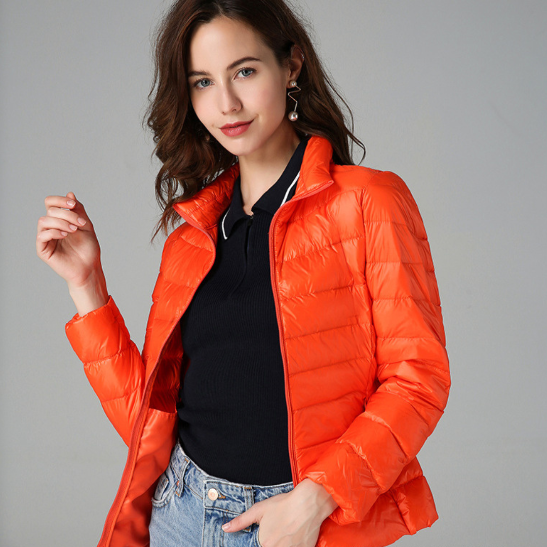 Rhoselle - Ultralight Down Jacket with Sophisticated Pleats