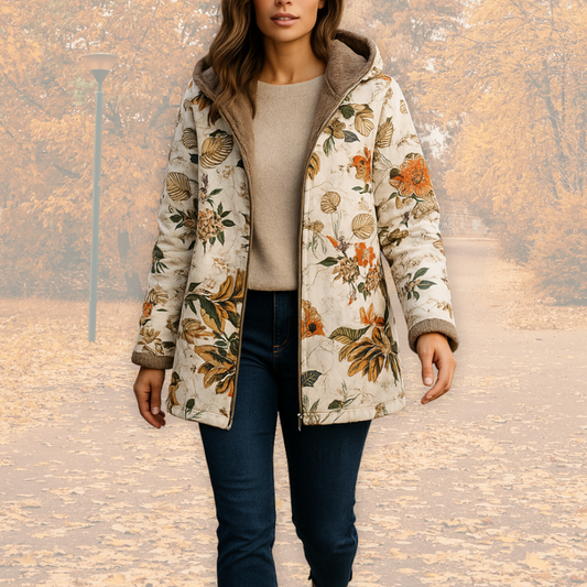 Tavirae - Veste chaude doublée en polaire avec capuche et imprimé floral