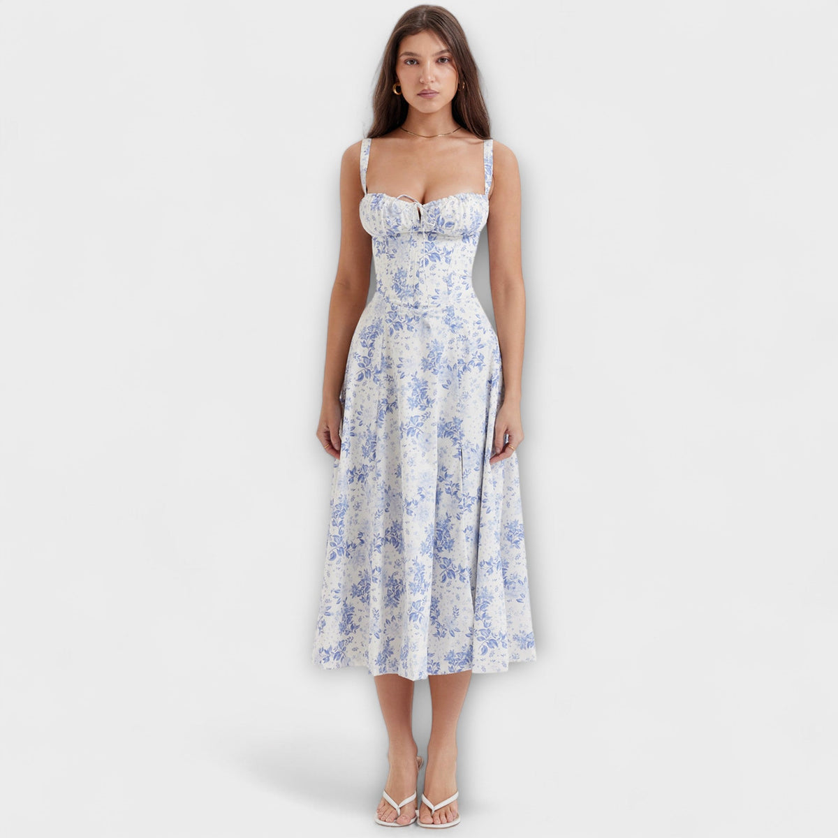 Zipporas - Robe bustier cintrée avec imprimé floral printanier moderne